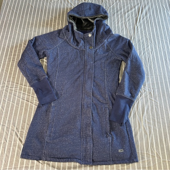 THE NORTH FACE Dionne Black Fleece-Lined Full-Zip Hooded Semi-Long Coat Jacket M - Picture 1 of 5